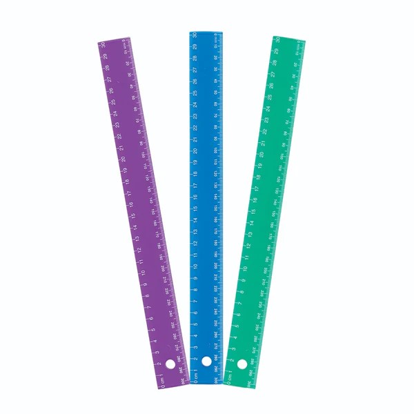 Règle de plastique clair 30cm - Couleurs assorties