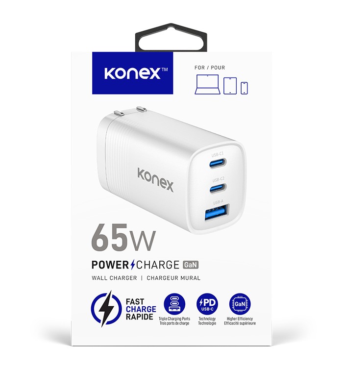 CHARGEUR MURAL 65W GAN USB/USB-C