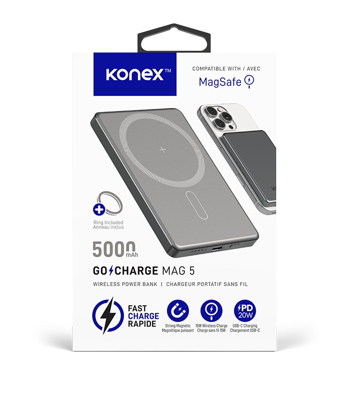 Chargeur portatif sans fil magnétique 15W 5000mAh (compatible MagSafe)