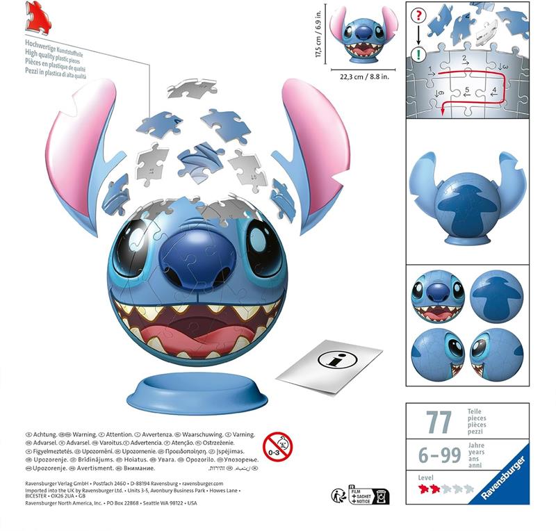 Ravensburger 3D Puzzle – Stitch Head – 72 Pieces