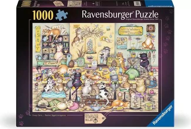 Casse-tête Ravensburger - Chats Fous — Pâques Extravaganza  - 1000 pièces