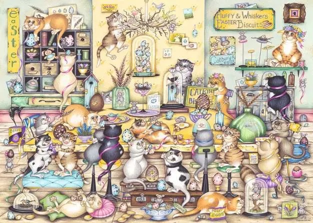 Casse-tête Ravensburger - Chats Fous — Pâques Extravaganza  - 1000 pièces