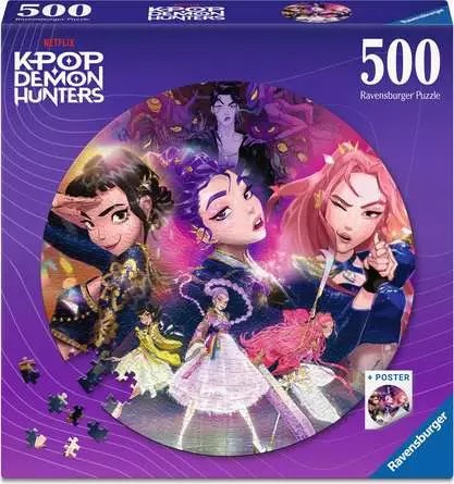 Casse-tête Ravensburger Rond – K-Pop Demon Hunters – 500 pièces