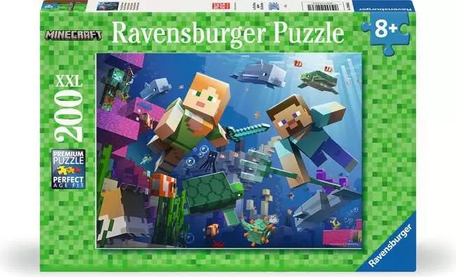 Casse-tête Ravensburger - Minecraft, sous l'eau - 200 pièces XXL