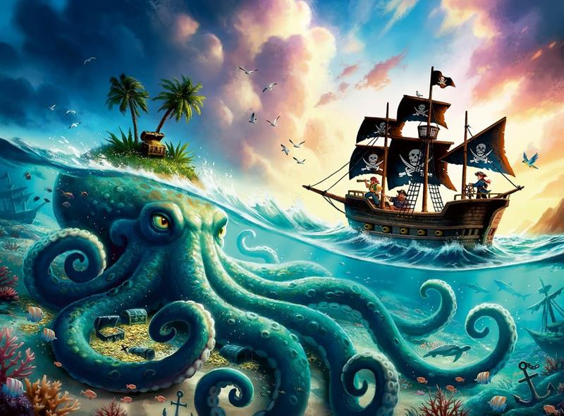 Casse-tête Ravensburger - Le trésor du Kraken - 100 pièces XXL