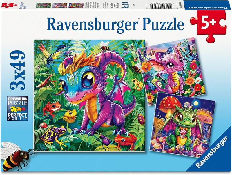 Casse-tête Ravensburger - Bébés dragons  - 3 x 49 pièces