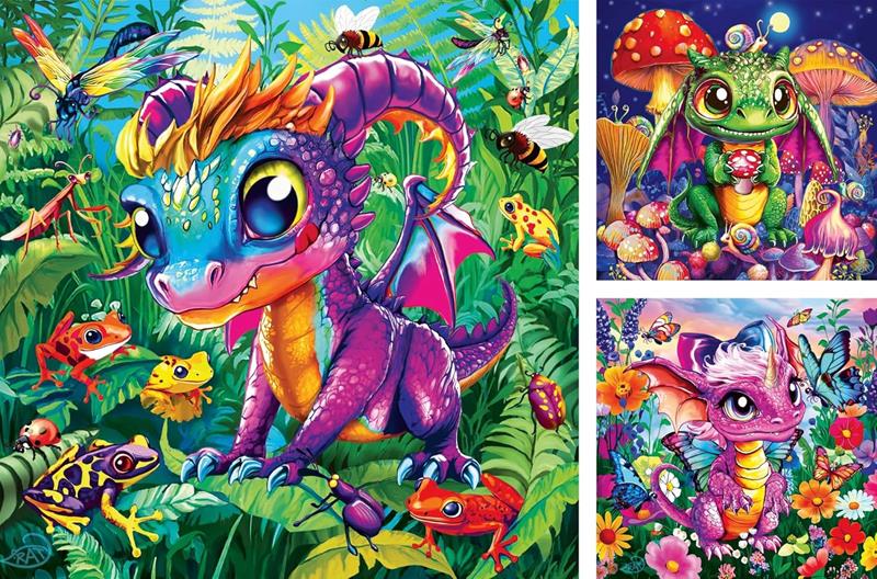 Casse-tête Ravensburger - Bébés dragons  - 3 x 49 pièces