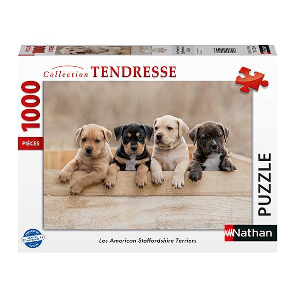Casse-tête Nathan - Collection tendresse : American Staffordshire Terriers - 1000 pièces