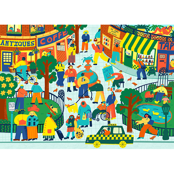 Holiyay Puzzle - Wainting for the bus by Roanna Farmer  - 1000 pieces