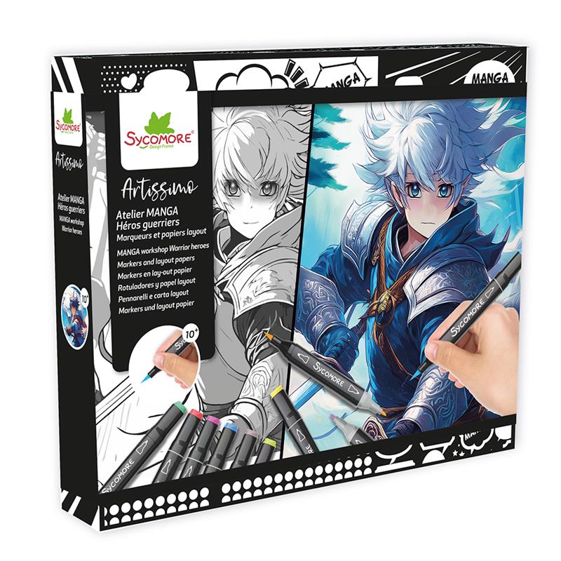Artissimo- 10 tableaux Atelier Manga et marqueurs - Héros guerriers