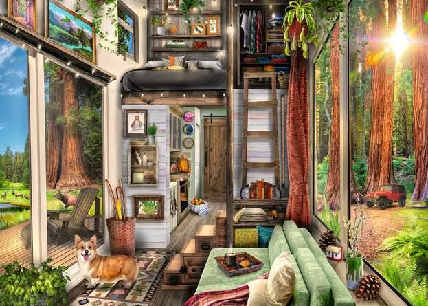 Casse-tête Ravensburger - La mini maison dans la forêt de Redwood - 1000 pièces