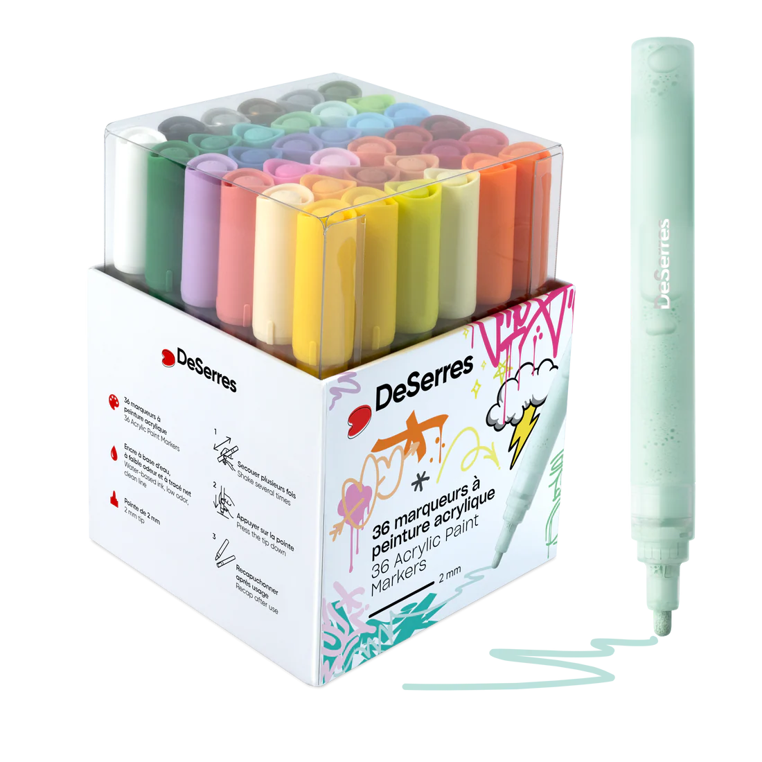 DeSerres 2 mm Acrylic Markers - 36 Markers