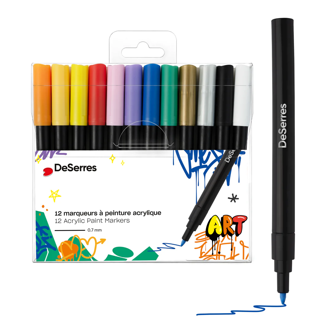 DeSerres 0.7 mm Acrylic Markers - 12 Markers