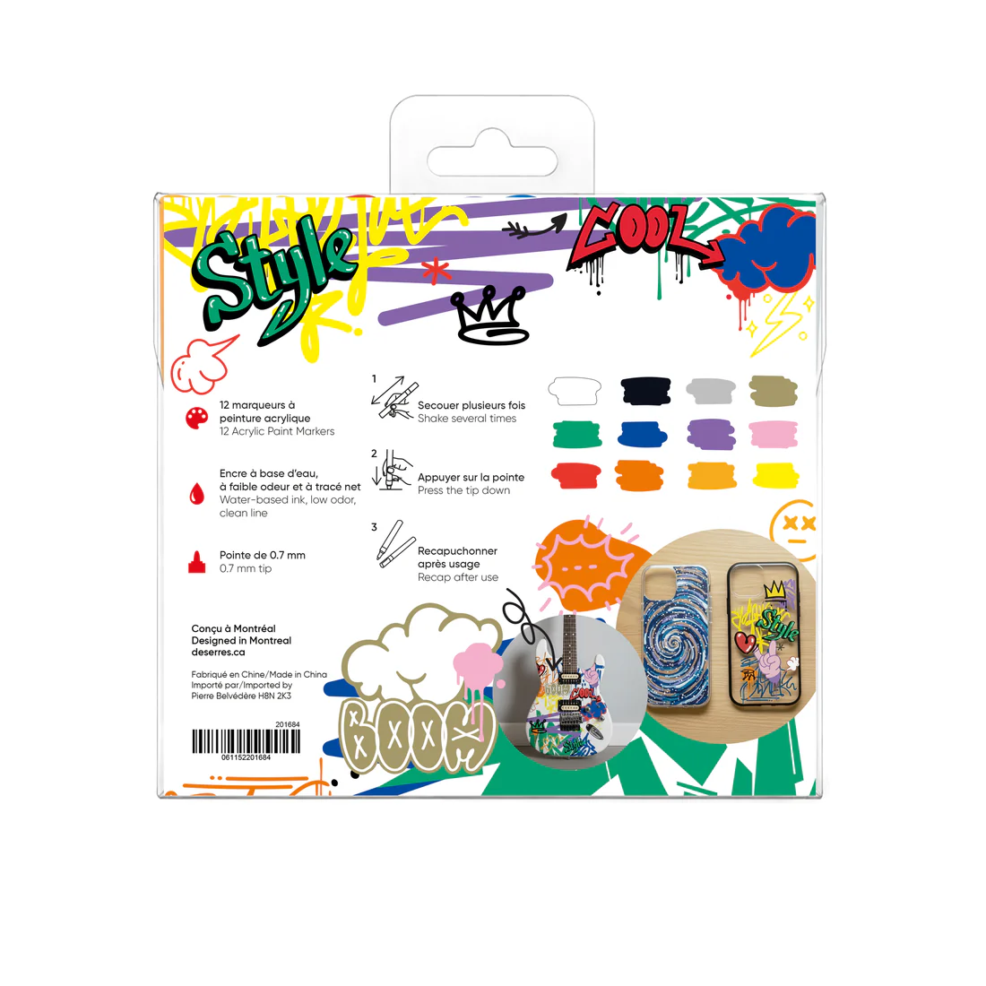 DeSerres 0.7 mm Acrylic Markers - 12 Markers
