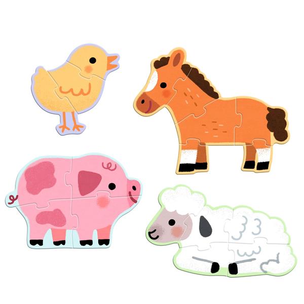 Casse-tête Djeco Primo Puzzle - À la ferme - 3, 4, 5, 6 pièces