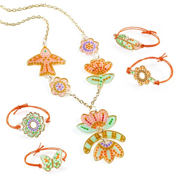 DIY Djeco - Bijoux en plastique magique : Plume et lotus