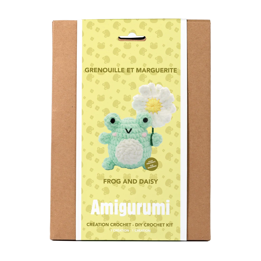 Kit DIY crochet fil pelucheux - Grenouille & marguerite