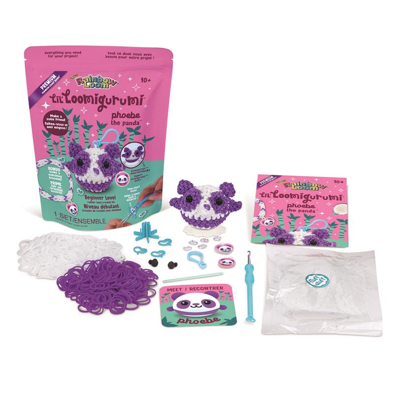 Rainbow Loom : Lil loomigurumi - Purple Panda