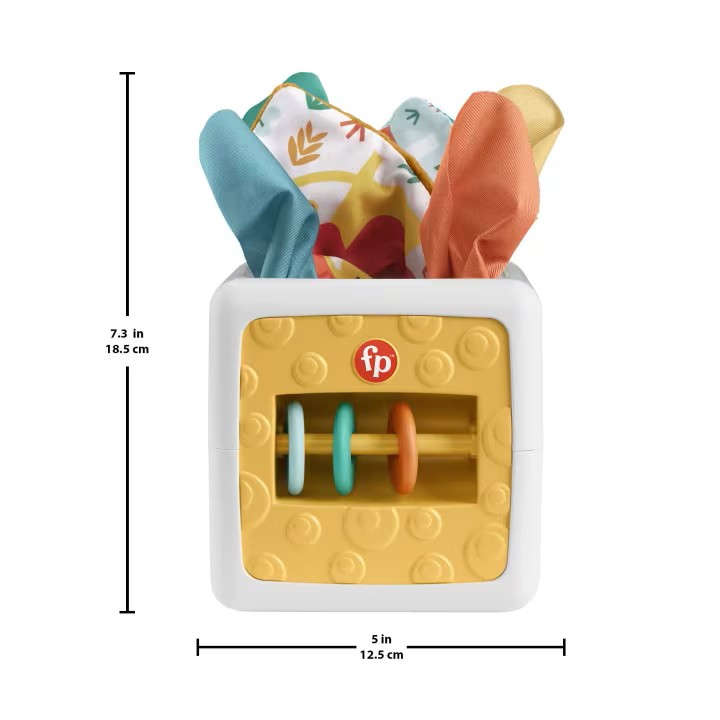 Cube d’activités sensoriel Fisher-Price – Jeu de mouchoirs froissés pour bébé