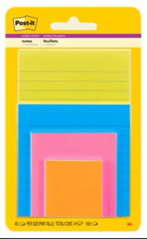 Post-it® collection coup de pouce - Formats assortis - Paquet de 4
