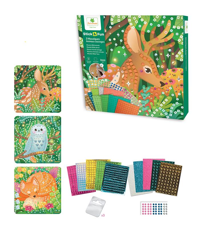 Sycomore Stick'N Fun – Small Set 3 Wild Animal Mosaics