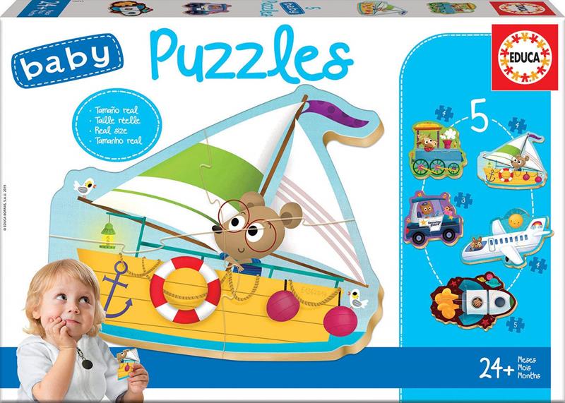 Educa - 5 Baby Puzzles - Vehicles