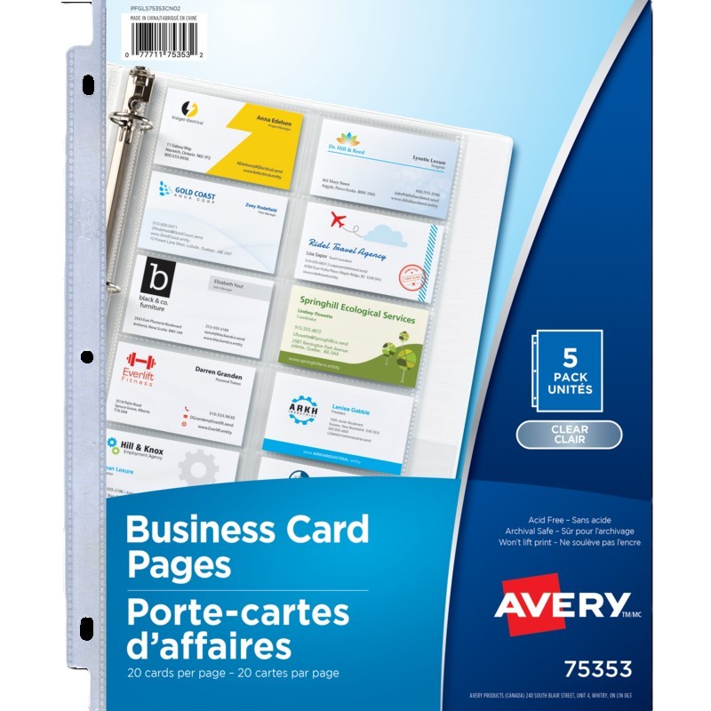 Porte-cartes d'affaires Avery - Paquet de 5