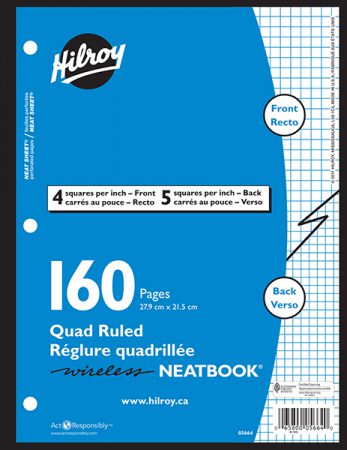 Cahier réglure quadrillée Hilory - 160 pages