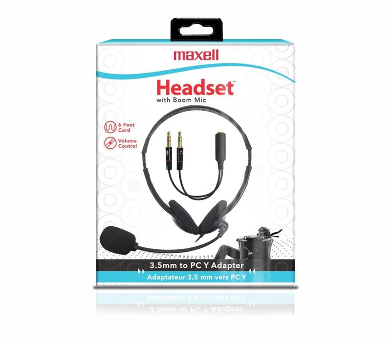 Maxell Headset with Microphone – PC Y-Adapter Included