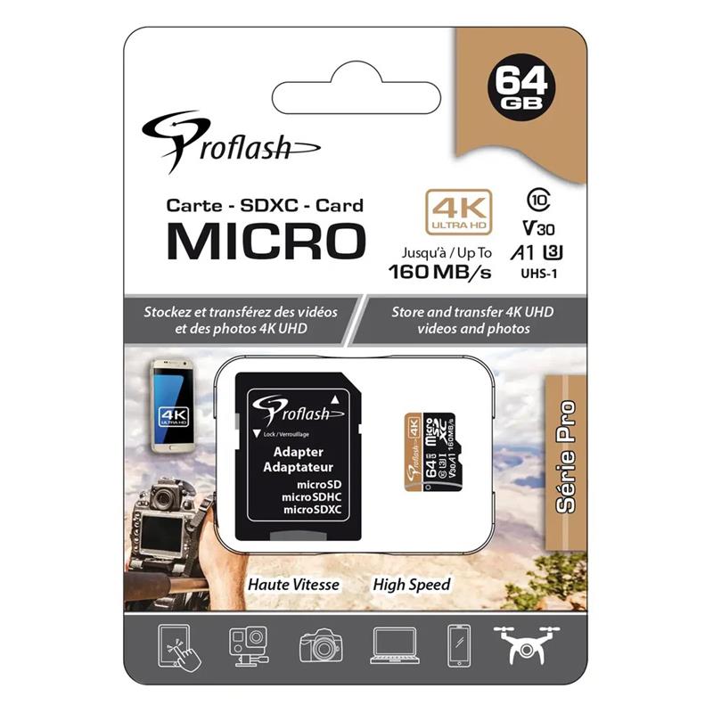 Carte micro SD-HC Proflash 4K - 64Gb