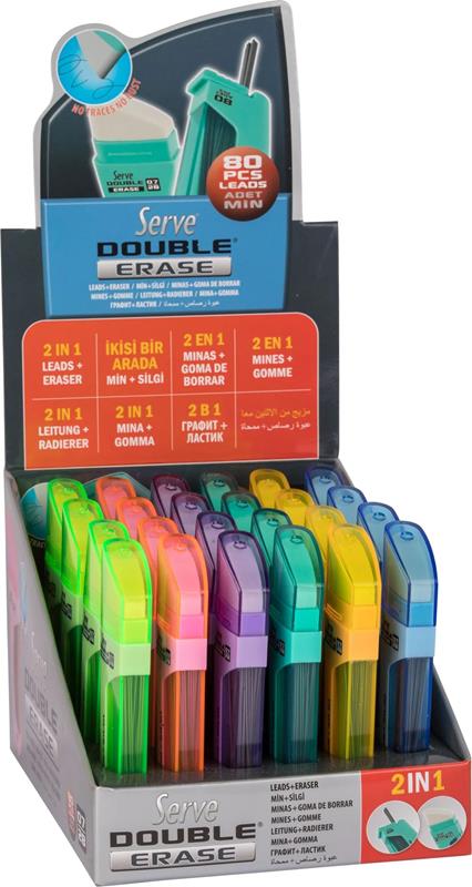 0.7 mm Mechanical Pencil Lead + 2-in-1 Eraser – Assorted Colors
