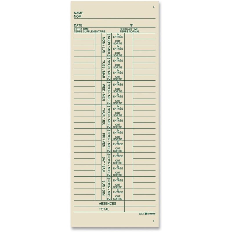 Image Cartes de temps hebdomadaire bilingue