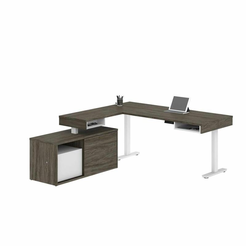 Image L-Shaped Standing Desk with Credenza