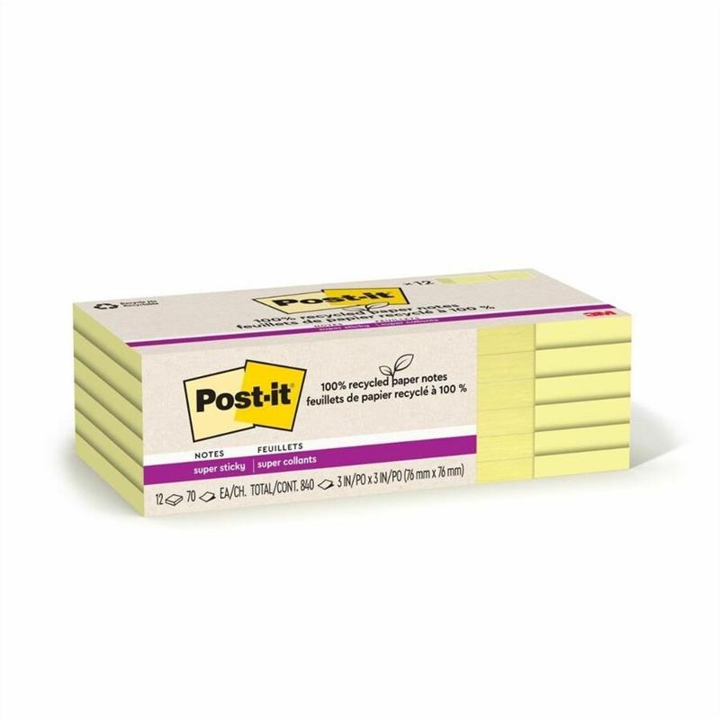 Image Post-it® Super Sticky Recycled Notes – Canary Yellow