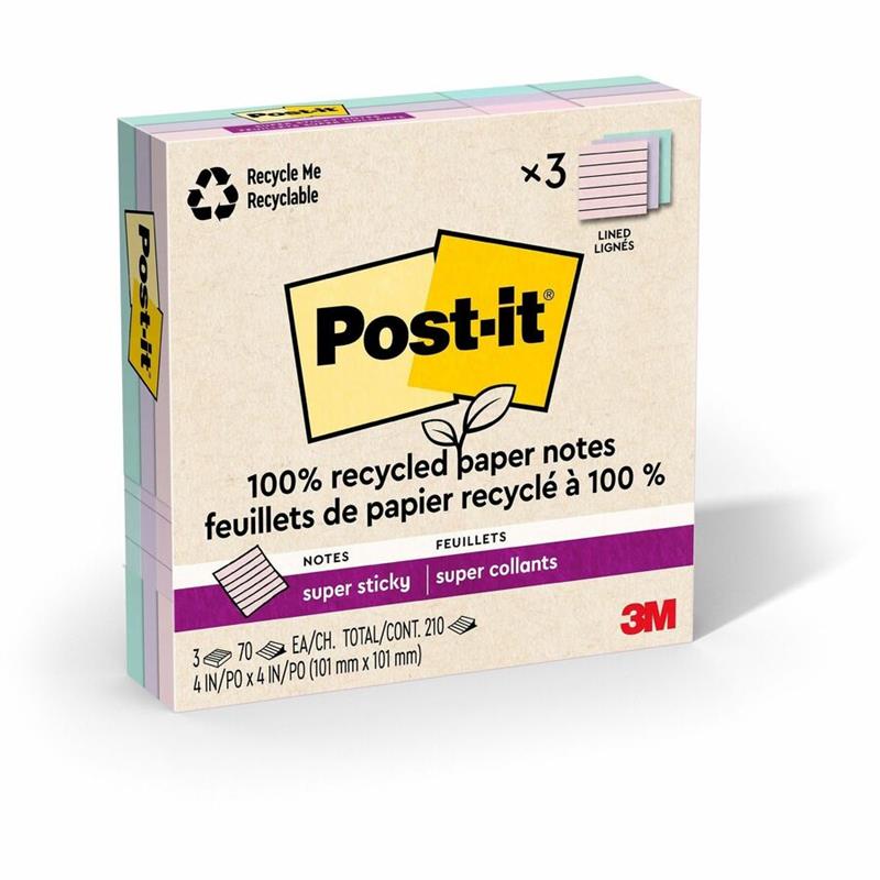 Image Post-it® Super Sticky Recycled Notes - Wanderlust Pastels