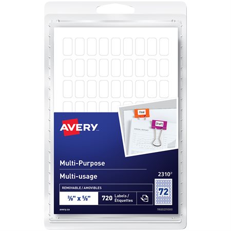 Self-Adhesive Multi-Purpose Labels Rectangular 3 / 8 x 5 / 8 in. (pkg 720)