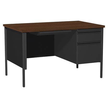 Bureau à caisson simple Fortress 48 x 30 x 29-1 / 2 po H noyer / noir