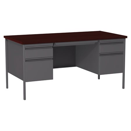 Fortress Double Pedestal Desk mahogany / charcoal