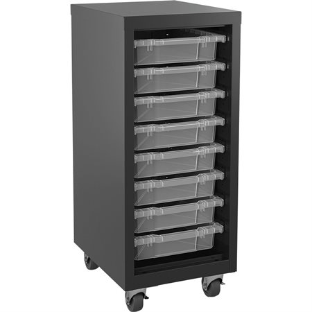 Unité de rangement mobile avec bacs 15 x 18 x 36 po H noir