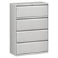 Lateral File 4 drawers. 36 x 19 x 52-1 / 2 in. H. 174 lbs. light grey