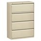 Lateral File 4 drawers. 36 x 19 x 52-1 / 2 in. H. 174 lbs. putty