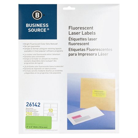 Étiquettes fluorescentes 2 x 4 po. Paquet de 250 vert