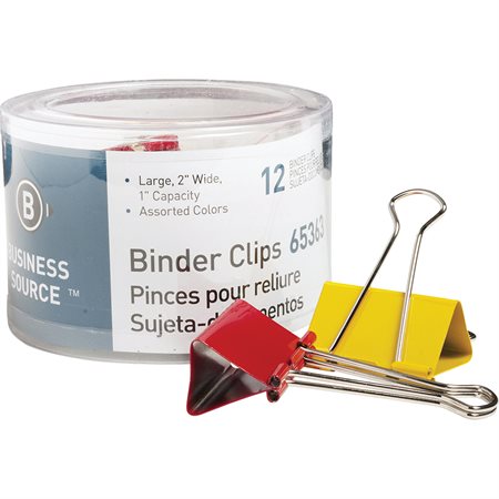 Binder Clips Assorted colours 2" (pkg 12)