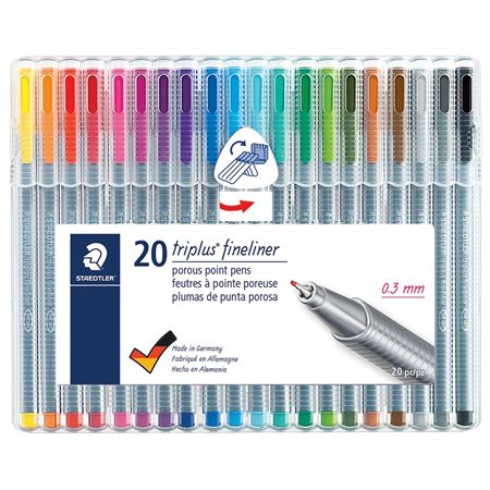 Marqueur Triplus® Fineliner Paquet de 20 couleurs variées