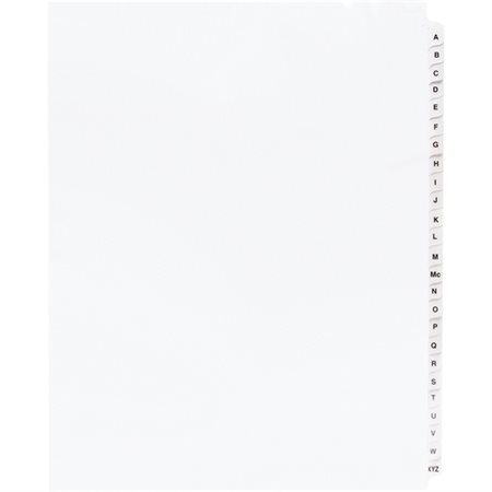 Printable Tab Dividers 26 Tabs A-Z white. 1 set