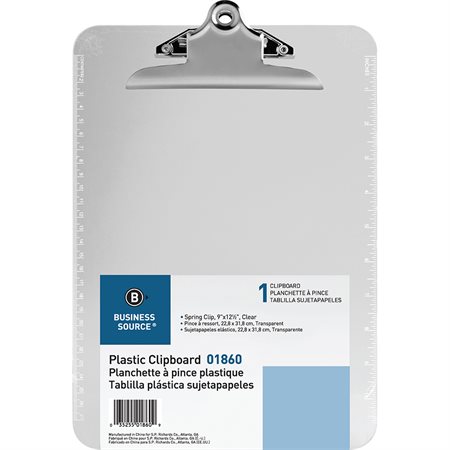 Plastic Clip Board 9 x 12 in. clear