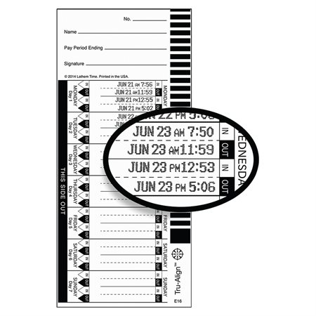 Cartes de temps Tru-Align E16