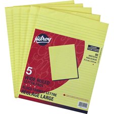 Bloc de papier canari Ligné 5/16”. 8-3/4 x 10-7/8”. 80 feuilles. Bond