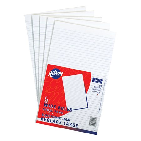 White Figuring Pad Ruled 5 / 16". Package of 5. 8-3 / 8 x 14"