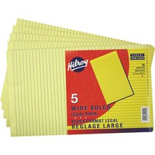 Bloc de papier canari Ligné 5/16”. 8-3/8 x 14”. 90 feuilles. Bond.